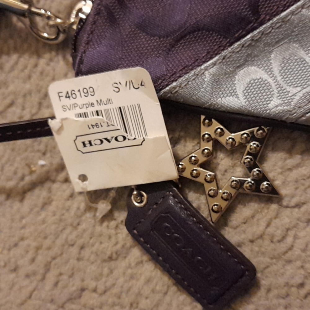 Nwt! Coach Purple Patchwork Signature Shoulder Bag with Silver Accents - Picture 8 of 9